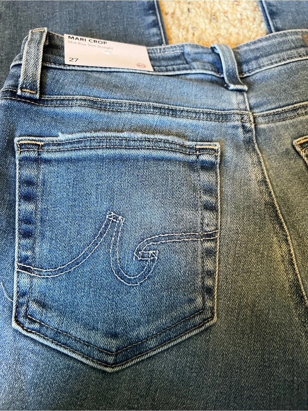 Ag Adriano Goldschmied Light Wash Cropped Straight Jeans NWT - Picture 5 of 7